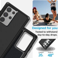 Black Rugged Full Body Heavy Duty Shock Proof Case For Galaxy S23 Ultra -Cheap NewCase Store galaxy s23 ultra military grade defender case black 6 42599.1681277788