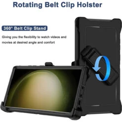 Black Galaxy S23 Ultra Military Full Body Shock Proof Defender Case -Cheap NewCase Store galaxy s23 ultra military grade defender holster case black 3 01215.1684989029