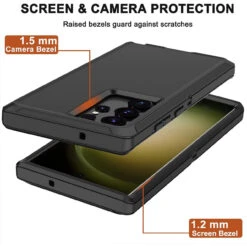 Black Galaxy S23 Ultra Military Full Body Shock Proof Defender Case -Cheap NewCase Store galaxy s23 ultra military grade defender holster case black 6 77560.1684989029