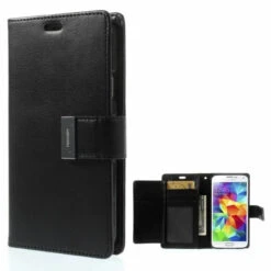 Black Genuine Mercury Rich Diary Business Wallet Case For Galaxy S5