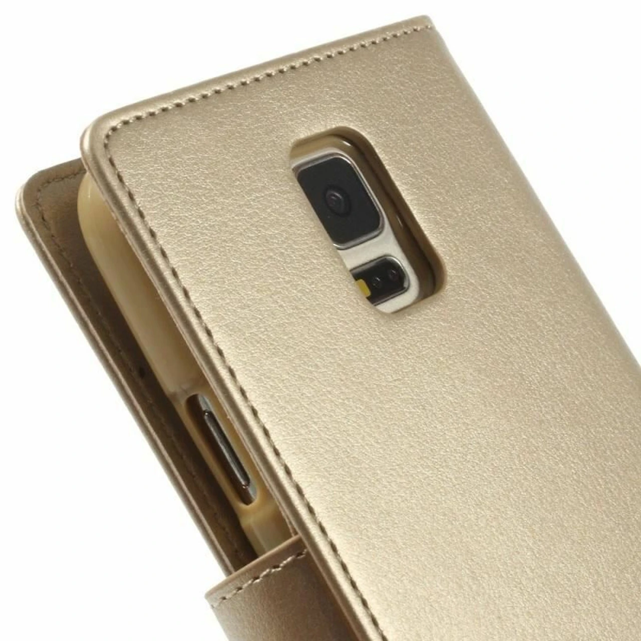 Gold Genuine Mercury Rich Diary Stylish Wallet Case For Galaxy S5 2 Gold Genuine Mercury Rich Diary Stylish Wallet Case For Galaxy S5 - Image 2