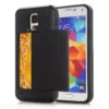 Black Rubber Bumper Slide Armor Card Holder Case For Samsung Galaxy S5