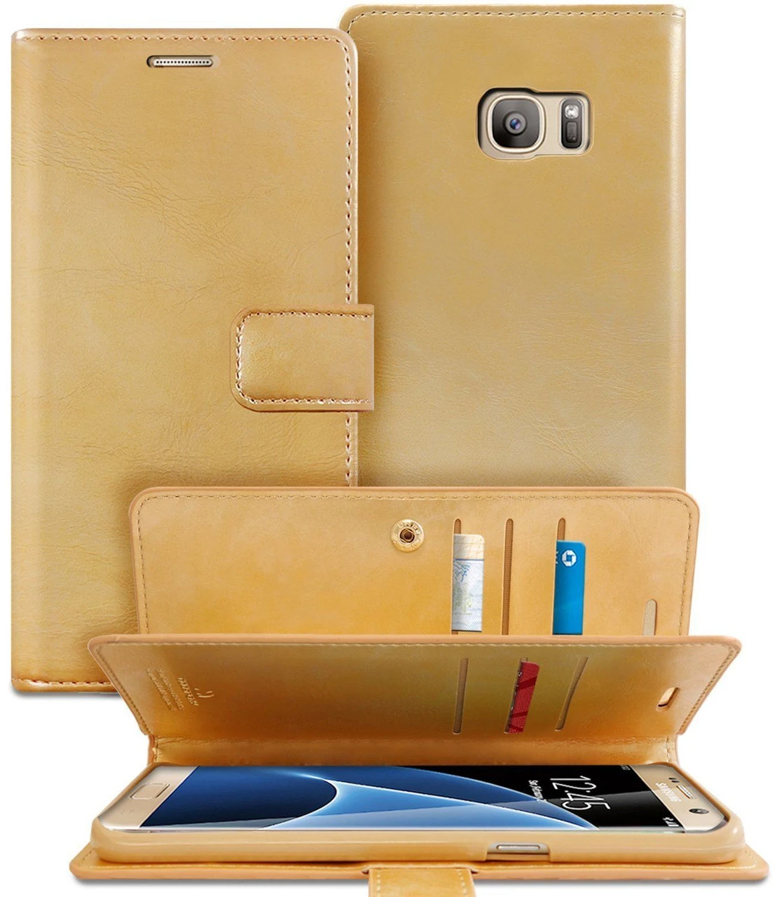 Fashionable Galaxy S6 Genuine Mercury Mansoor Diary Wallet Case - Gold 1 Fashionable Galaxy S6 Genuine Mercury Mansoor Diary Wallet Case - Gold