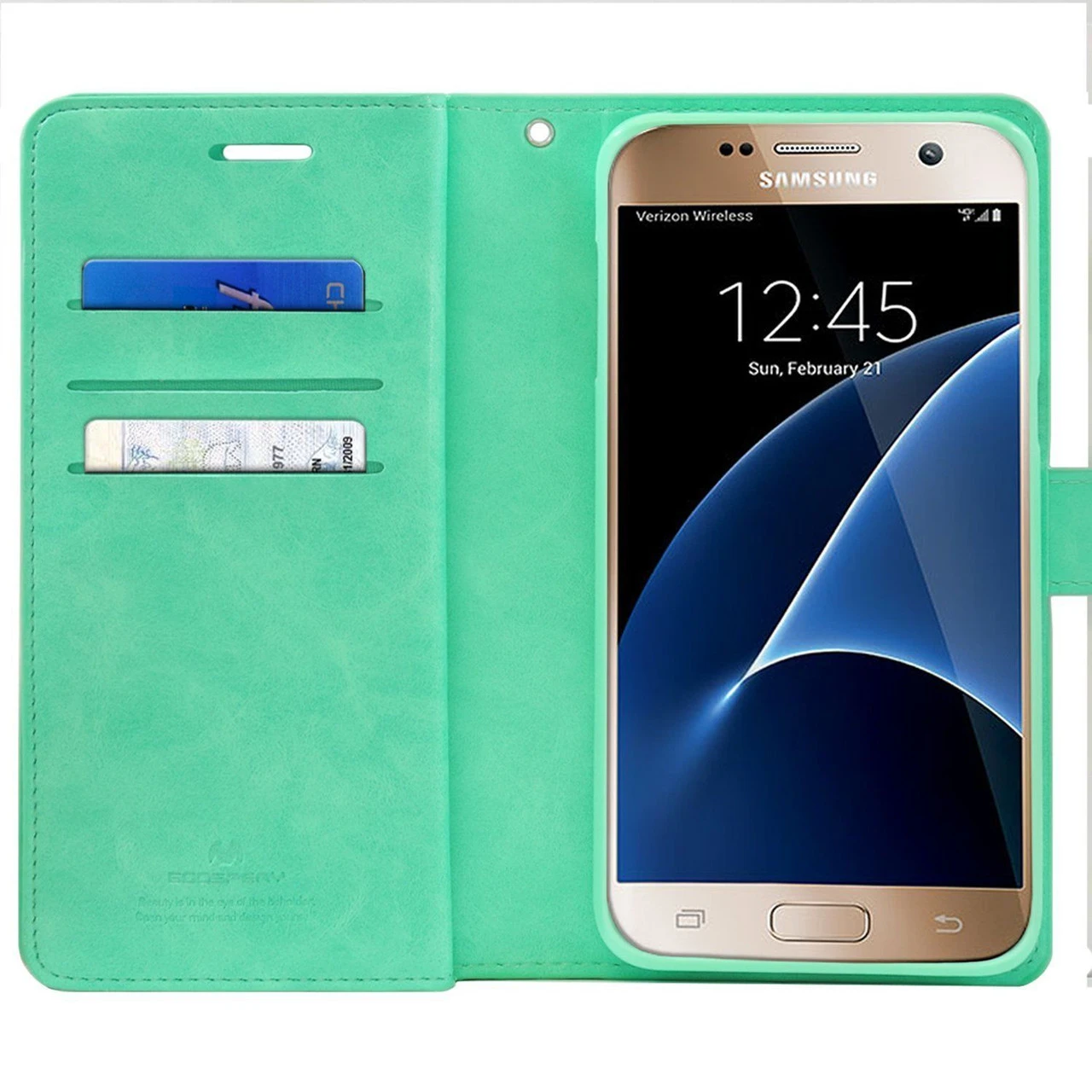 Samsung Galaxy S6 Mercury Mansoor Diary Wallet Case - Mint Green 5 Samsung Galaxy S6 Mercury Mansoor Diary Wallet Case - Mint Green - Image 5