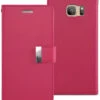 Hot Pink Genuine Mercury Rich Diary Stylish Wallet Case For Galaxy S6