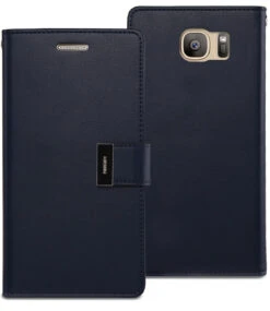 Quality Galaxy S6 Genuine Mercury Rich Diary Wallet Case - Navy