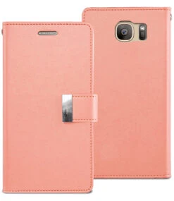 Rose Gold Genuine Mercury Rich Diary Stylish Wallet Case For Galaxy S6