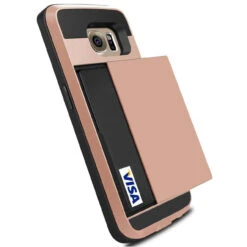 Rose Gold Shock Proof Slide Card Armor Case For Samsung Galaxy S6