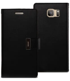 Black Genuine Mercury Rich Diary Quality Wallet Case For Galaxy S7