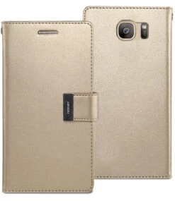 Gold Genuine Mercury Rich Diary Styish Wallet Case For Galaxy S7