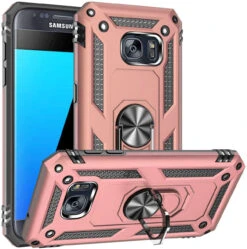 Rose Gold Galaxy S7 Shock Proof 360 Degree Rotating Metal Ring Case