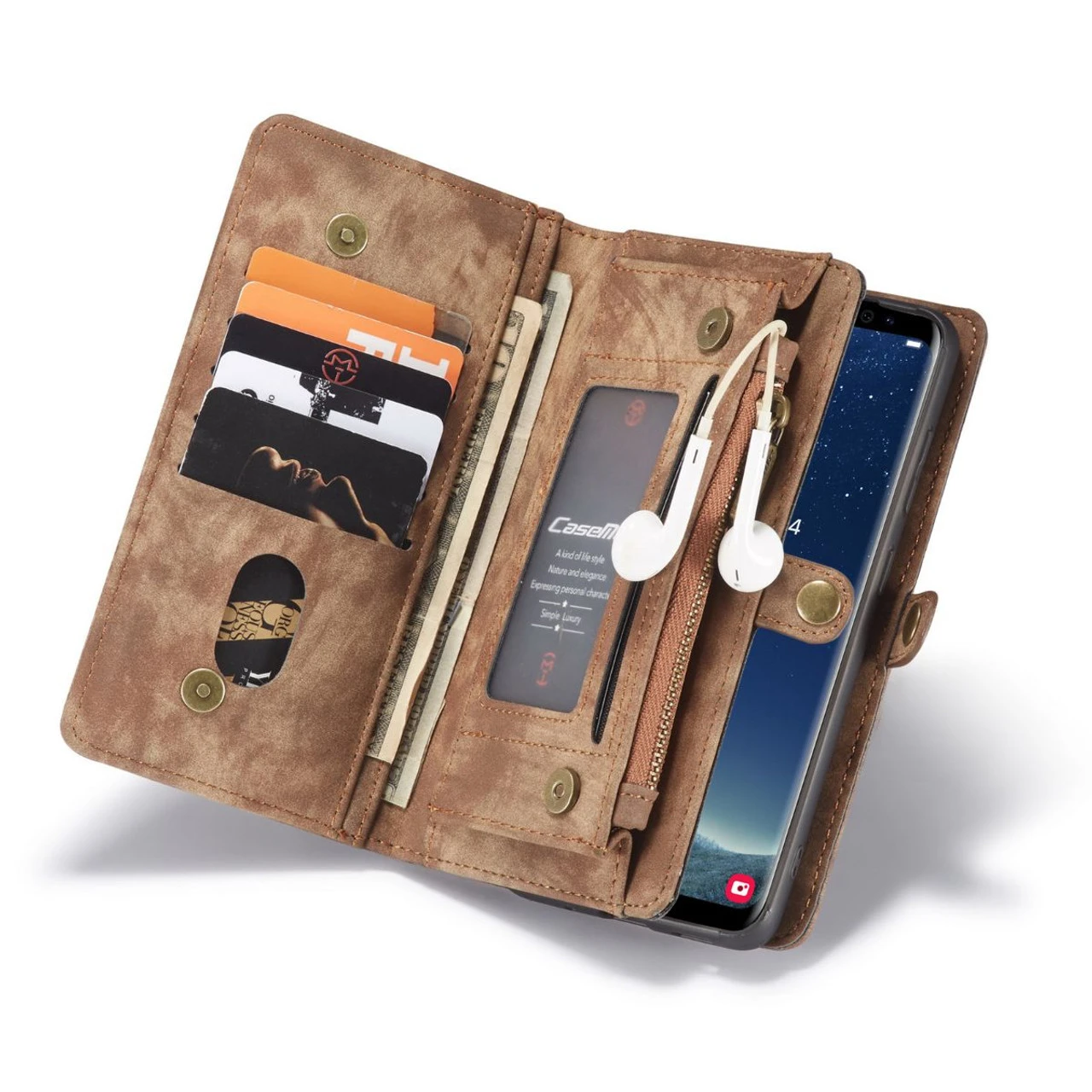 Brown 2 In 1 Multi-Functional Wallet Shock Proof Case For Galaxy S8 3 Brown 2 In 1 Multi-Functional Wallet Shock Proof Case For Galaxy S8 - Image 3