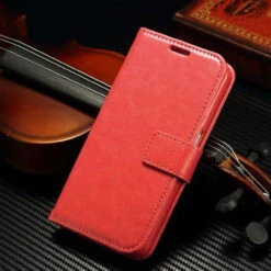 Red Premium Textured Wallet Stand Case For Samsung Galaxy Note 8