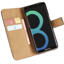 Samsung Galaxy S8 Genuine Leather Wallet Case Cover - Black