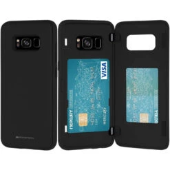 Black Galaxy S8 Mercury Slim Magnetic Door Credit Card Case