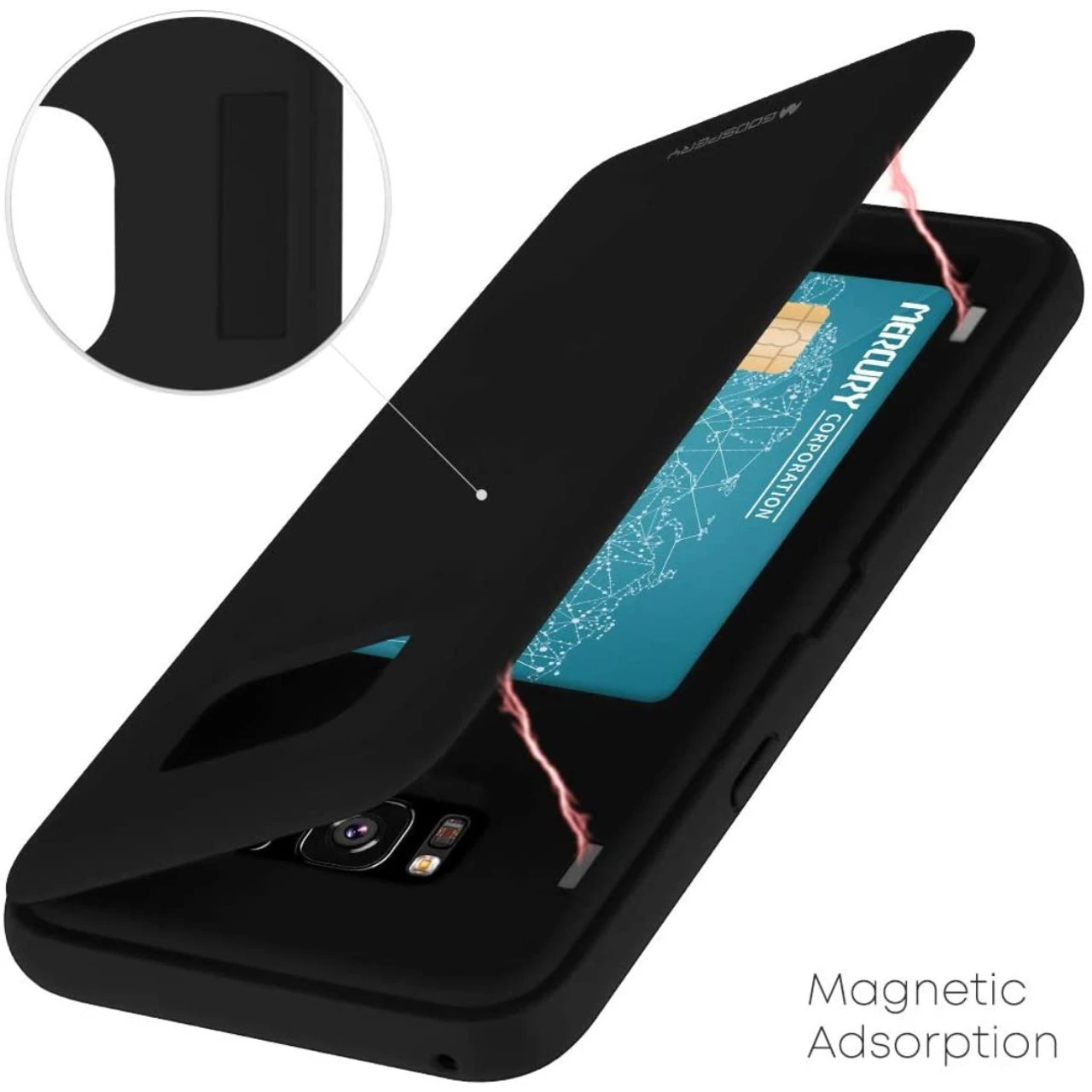 Black Galaxy S8 Mercury Slim Magnetic Door Credit Card Case 2 Black Galaxy S8 Mercury Slim Magnetic Door Credit Card Case - Image 2