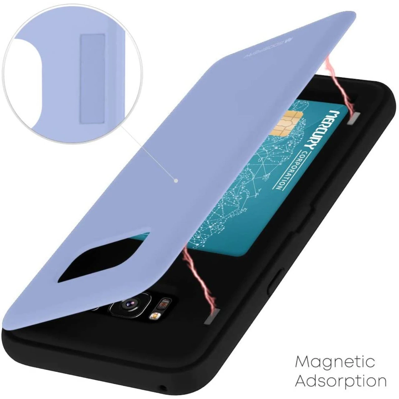 Lilac Goospery Magnetic Door Bumper Card Holder Case For Galaxy S8 3 Lilac Goospery Magnetic Door Bumper Card Holder Case For Galaxy S8 - Image 3