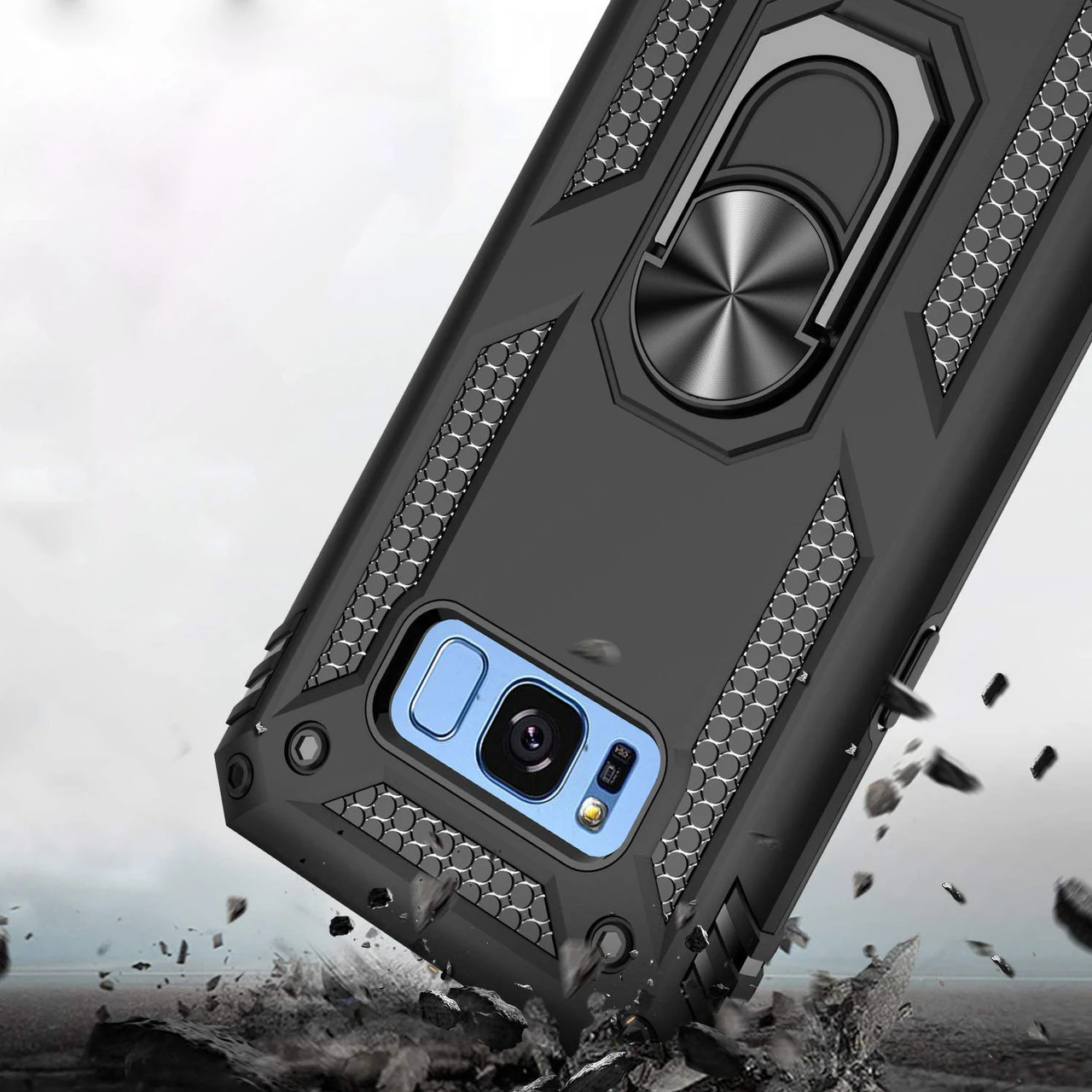 Black Galaxy S8 Plus Slim 360 Degree Ring Stand Metal Circle Case 6 Black Galaxy S8 Plus Slim 360 Degree Ring Stand Metal Circle Case - Image 6