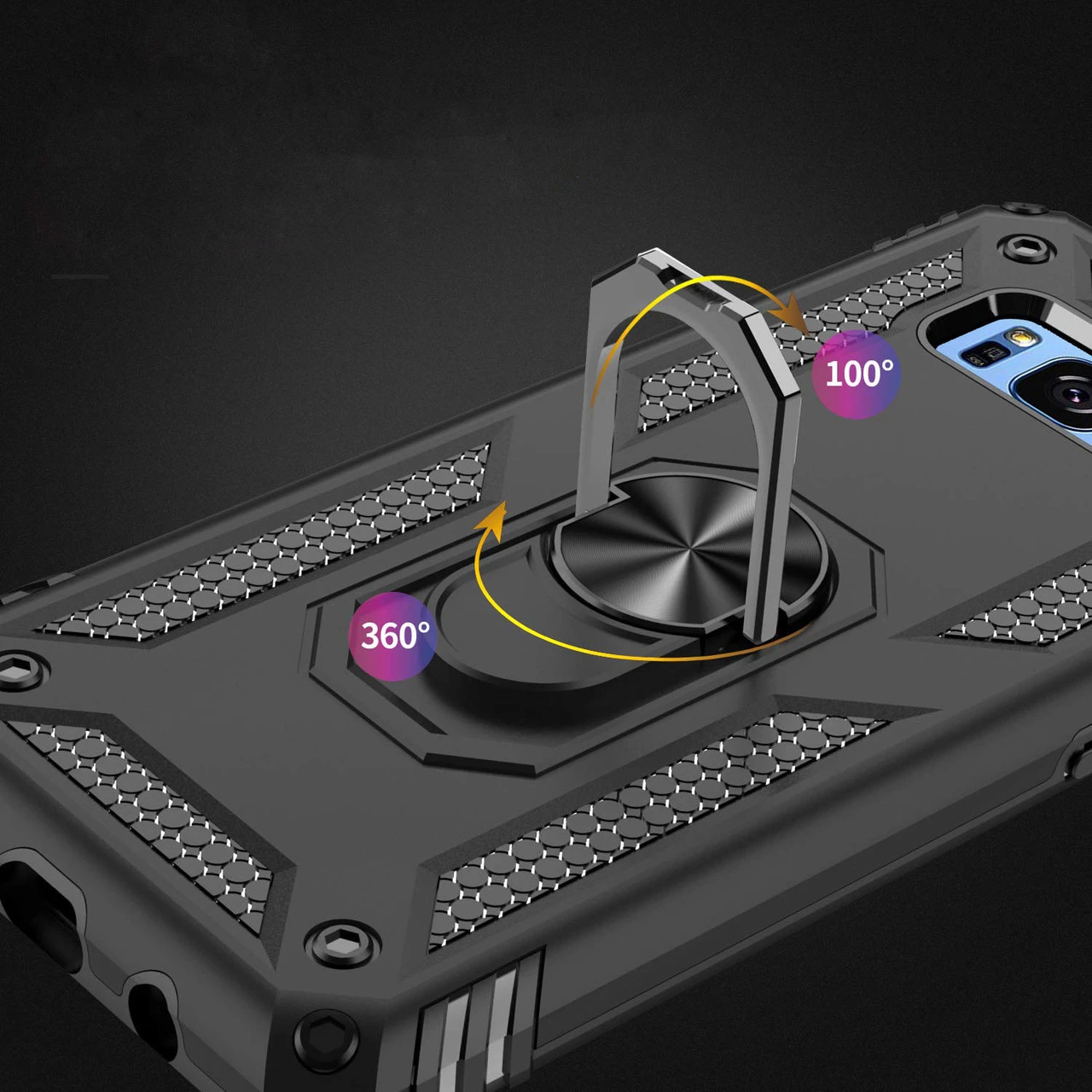 Black Galaxy S8 Plus Slim 360 Degree Ring Stand Metal Circle Case 5 Black Galaxy S8 Plus Slim 360 Degree Ring Stand Metal Circle Case - Image 5