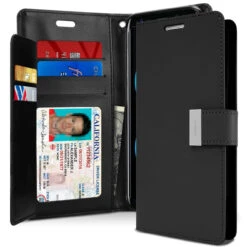 Black Genuine Mercury Rich Diary Quality Wallet Case For Galaxy S8