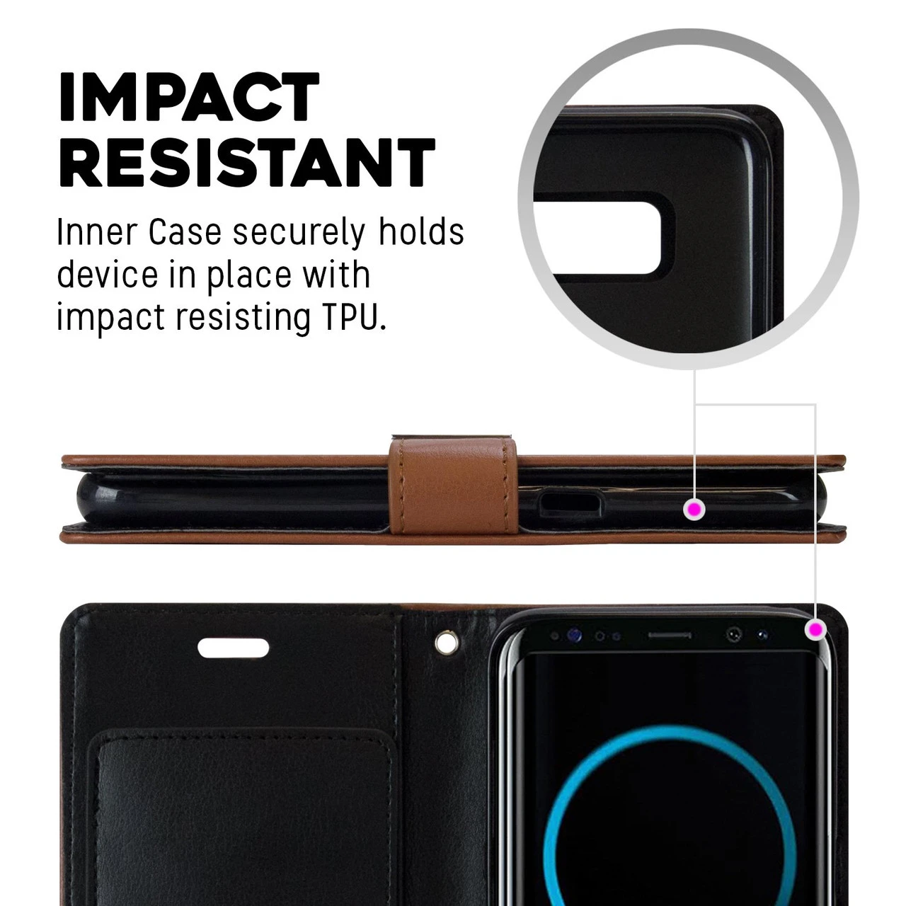 Quality Galaxy S8 Genuine Mercury Rich Diary Wallet Case - Brown 2 Quality Galaxy S8 Genuine Mercury Rich Diary Wallet Case - Brown - Image 2