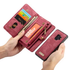Red Galaxy S9 Multi-Functional Wallet Detachable Magnetic Case -Cheap NewCase Store galaxy s9 caseme multifunctional wallet red 3 78740.1660621394