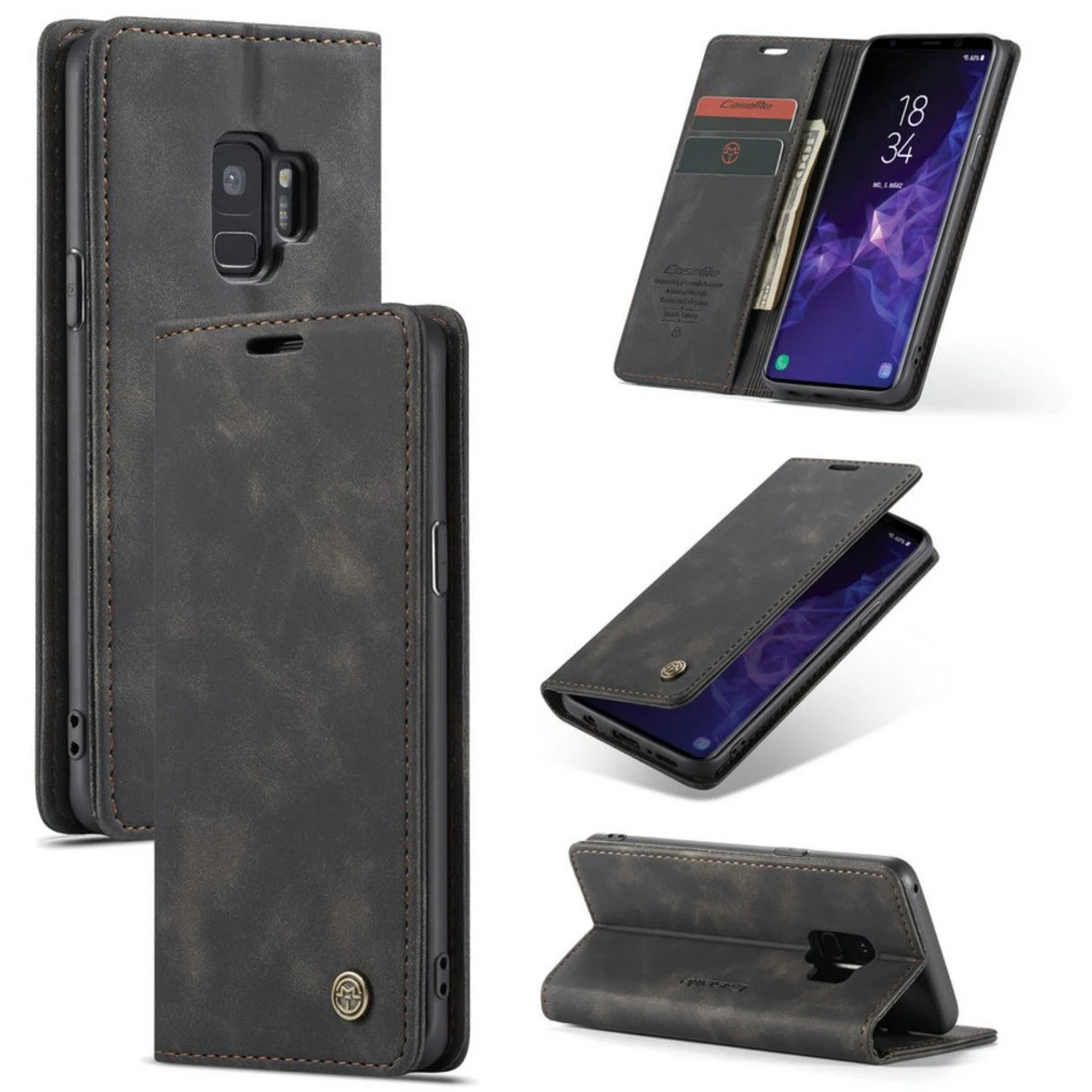 Black CaseMe Slim Magnetic Premium Wallet Case For Galaxy S9 2 Black CaseMe Slim Magnetic Premium Wallet Case For Galaxy S9 - Image 2