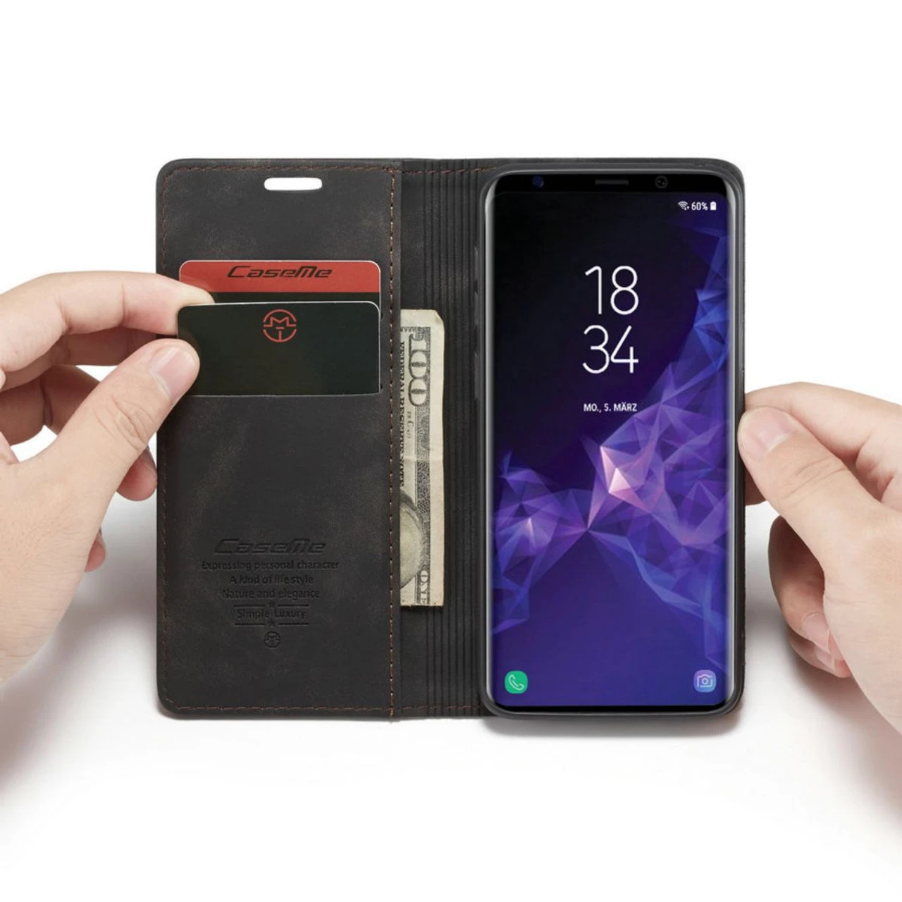 Black CaseMe Slim Magnetic Premium Wallet Case For Galaxy S9 3 Black CaseMe Slim Magnetic Premium Wallet Case For Galaxy S9 - Image 3