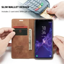 Vintage Brown Galaxy S9 CaseMe Slim Magnetic Compact Wallet Case -Cheap NewCase Store galaxy s9 caseme slim wallet brown 3 04197.1691025316