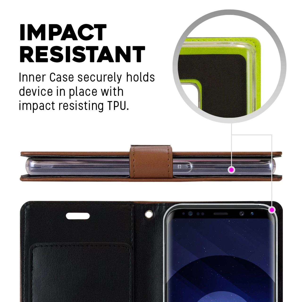 Brown Genuine Mercury Rich Diary Quality Wallet Case For Galaxy S9 2 Brown Genuine Mercury Rich Diary Quality Wallet Case For Galaxy S9 - Image 2