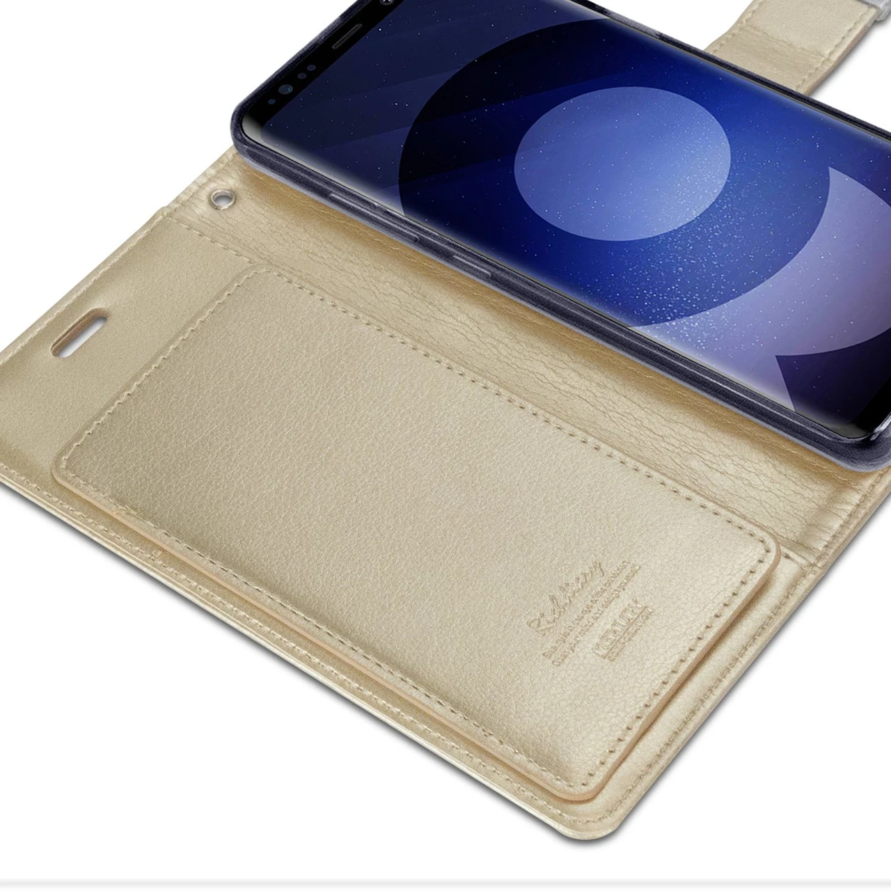 Gold Genuine Mercury Rich Diary Fashionable Wallet Case For Galaxy S9 5 Gold Genuine Mercury Rich Diary Fashionable Wallet Case For Galaxy S9 - Image 5