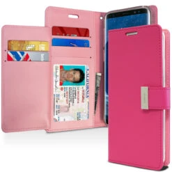 Hot Pink Mercury Rich Diary Fashionable Wallet Case For Galaxy S9