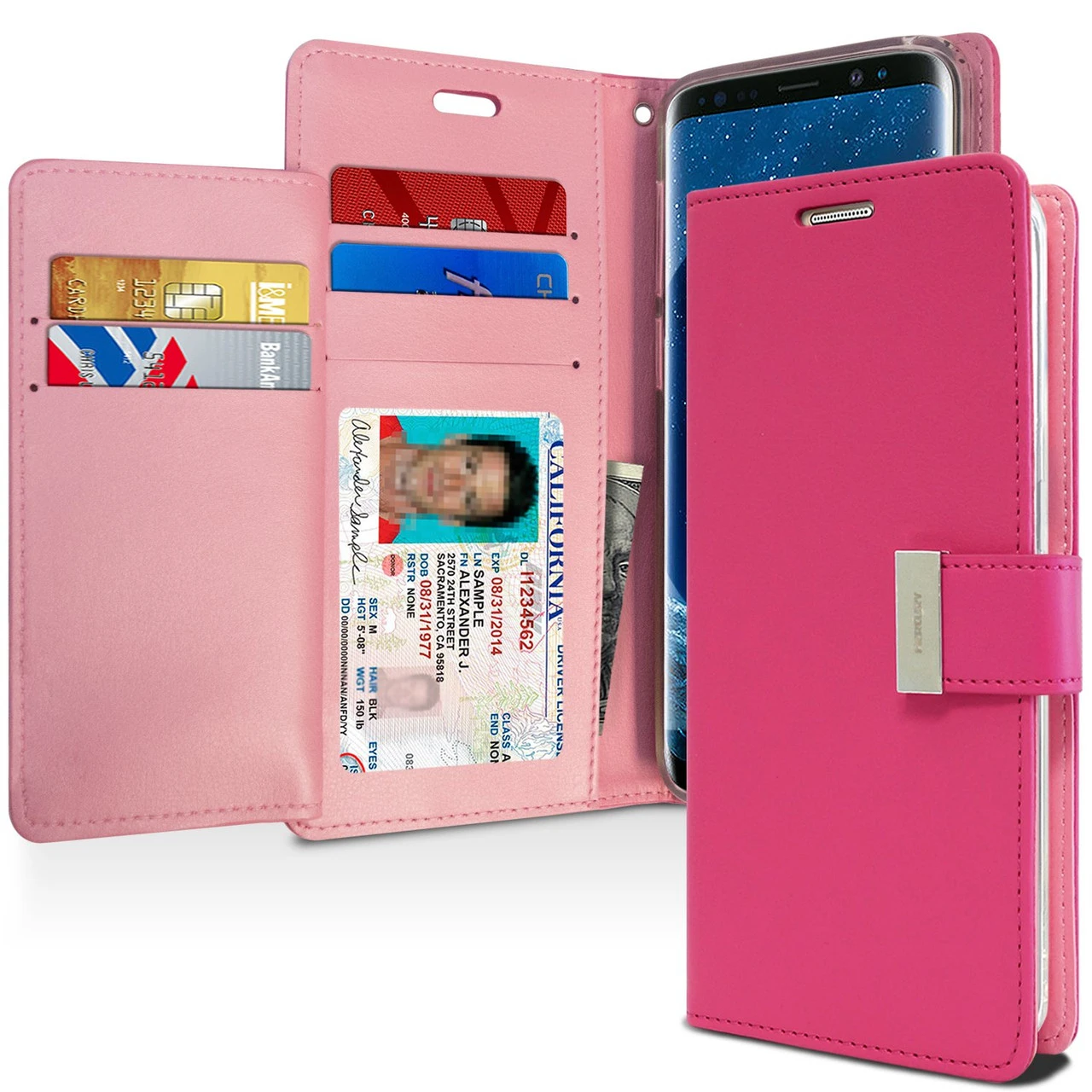 Hot Pink Mercury Rich Diary Fashionable Wallet Case For Galaxy S9 1 Hot Pink Mercury Rich Diary Fashionable Wallet Case For Galaxy S9