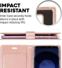 Rose Gold Genuine Mercury Rich Diary Quality Wallet Case For Galaxy S9 -Cheap NewCase Store galaxy s9 diary wallet rose gold 4 15840.1685697914