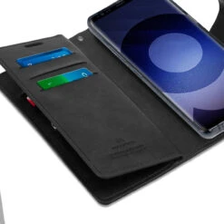 Black Galaxy S9 Genuine Mercury Mansoor Diary Premium Wallet Case -Cheap NewCase Store galaxy s9 mansoor diary black 3 62443.1688340861