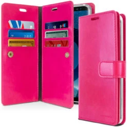 Hot Pink Mercury Mansoor Diary Premium Wallet Case For Galaxy S9