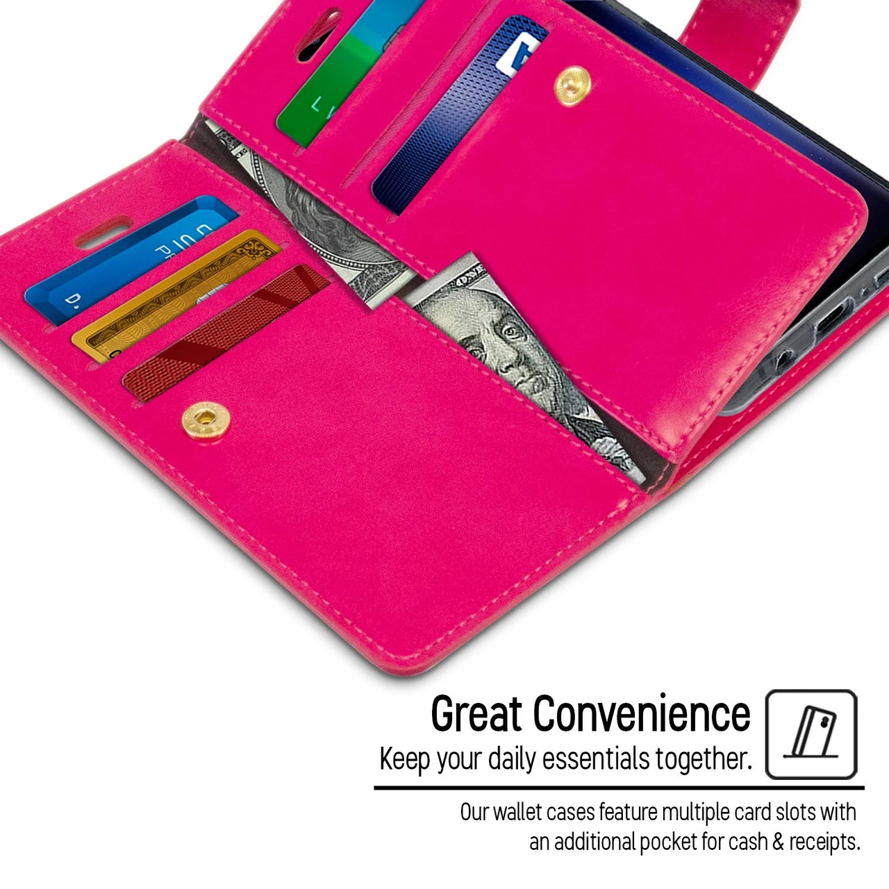 Hot Pink Mercury Mansoor Diary Premium Wallet Case For Galaxy S9 2 Hot Pink Mercury Mansoor Diary Premium Wallet Case For Galaxy S9 - Image 2