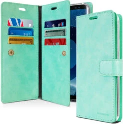 Mint Green Galaxy S9 + Plus Mercury Mansoor Diary Wallet Case
