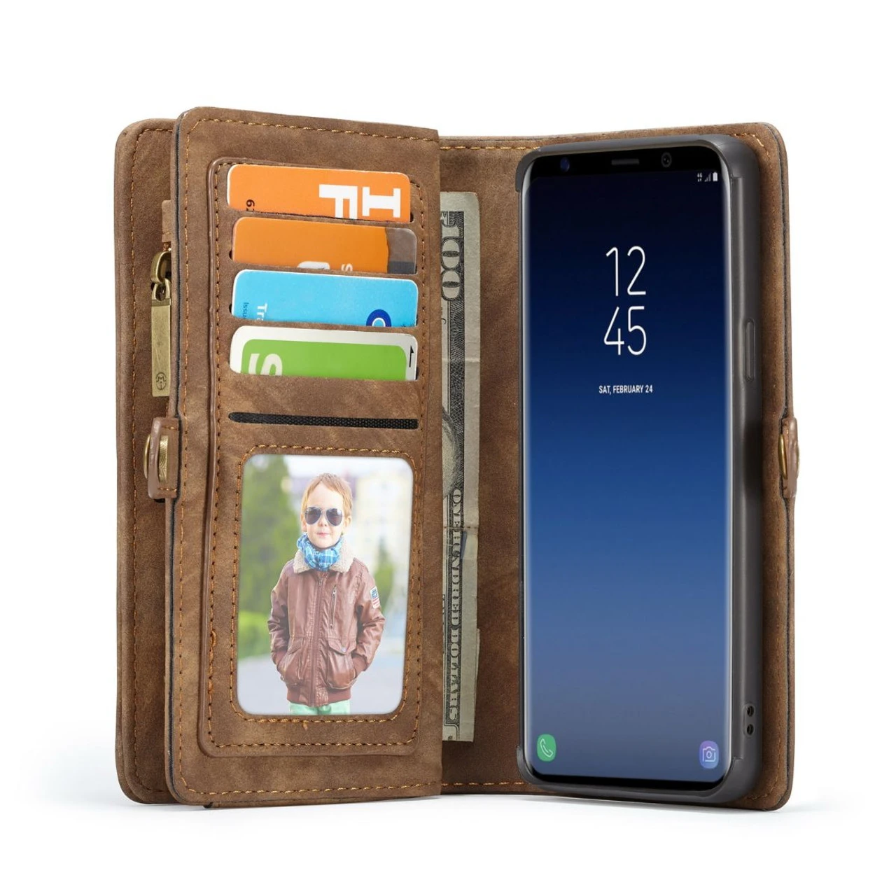 Brown Galaxy S9 Plus CaseMe 11 Card Slot Wallet Magnetic Case 3 Brown Galaxy S9 Plus CaseMe 11 Card Slot Wallet Magnetic Case - Image 3