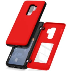 Red Goospery Slim Magnetic Door Credit Card Case For Galaxy S9 + Plus