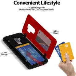 Red Goospery Slim Magnetic Door Credit Card Case For Galaxy S9 + Plus -Cheap NewCase Store galaxy s9 plus goospery magnetic door case red 3 55309.1652821077