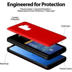 Red Goospery Slim Magnetic Door Credit Card Case For Galaxy S9 + Plus -Cheap NewCase Store galaxy s9 plus goospery magnetic door case red 4 58817.1652821077