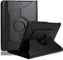 Black 360 Degree Rotating PU Leather Case For Galaxy Tab A 9.7 (2015)