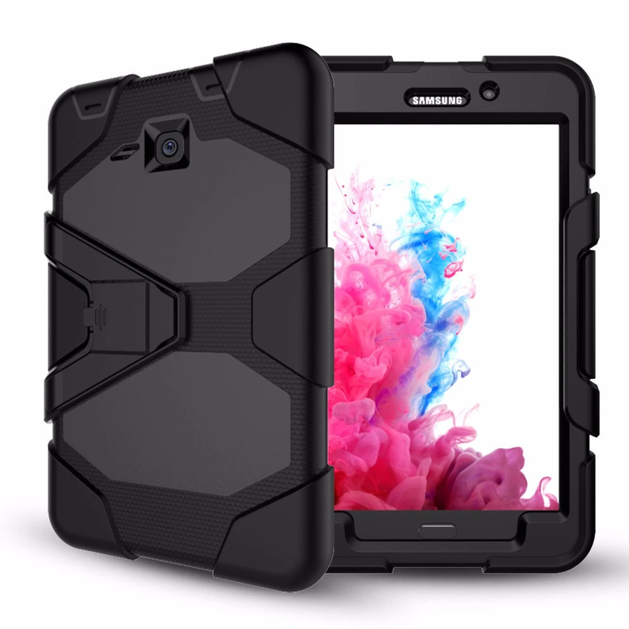 Black Military Armor Case For Samsung Galaxy Tab A 7.0 2016 T280, T285 2 Black Military Armor Case For Samsung Galaxy Tab A 7.0 2016 T280, T285 - Image 2