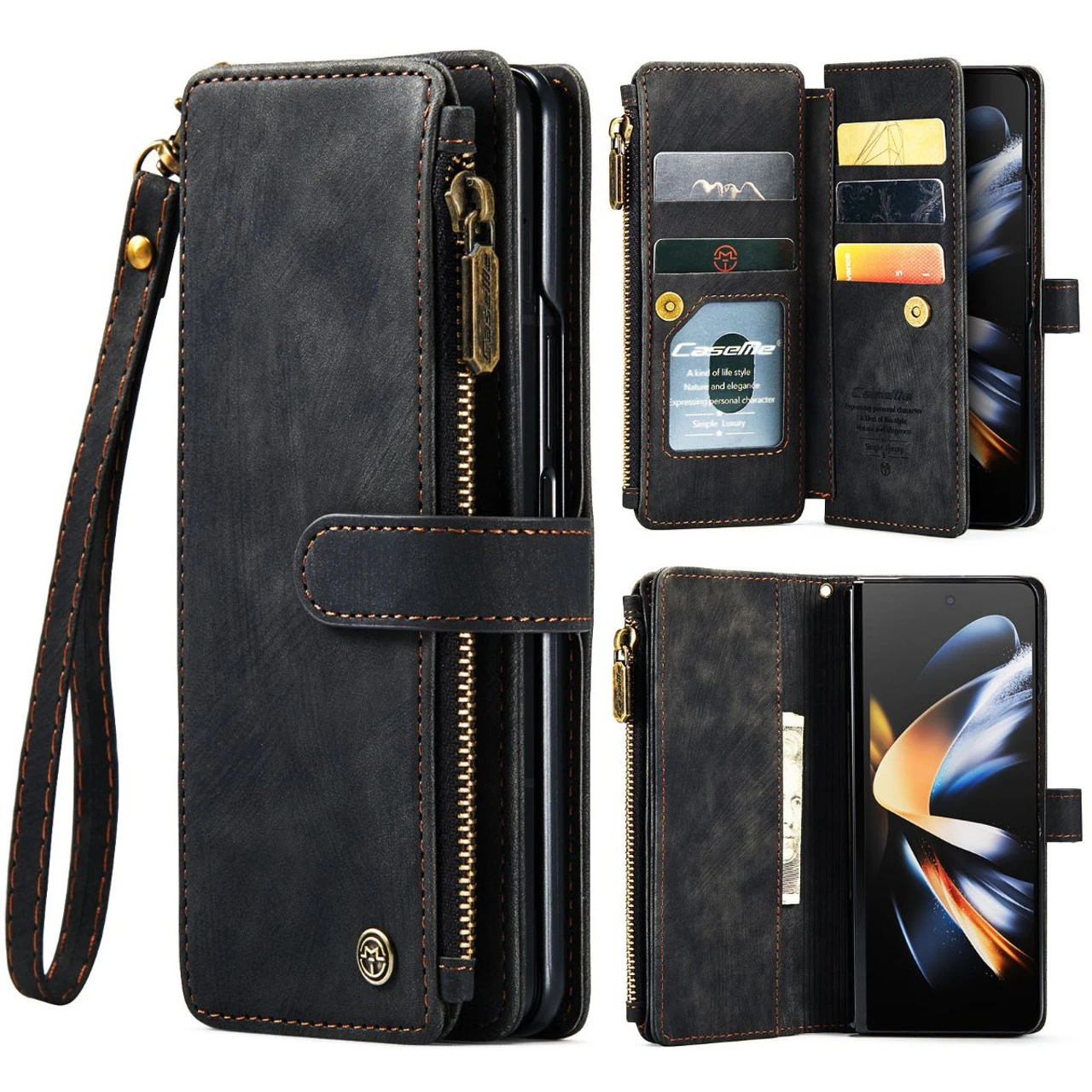 Black CaseMe Galaxy Z Fold4 Multi-functional 2 In 1 Zipper Wallet Case 1 Black CaseMe Galaxy Z Fold4 Multi-functional 2 In 1 Zipper Wallet Case