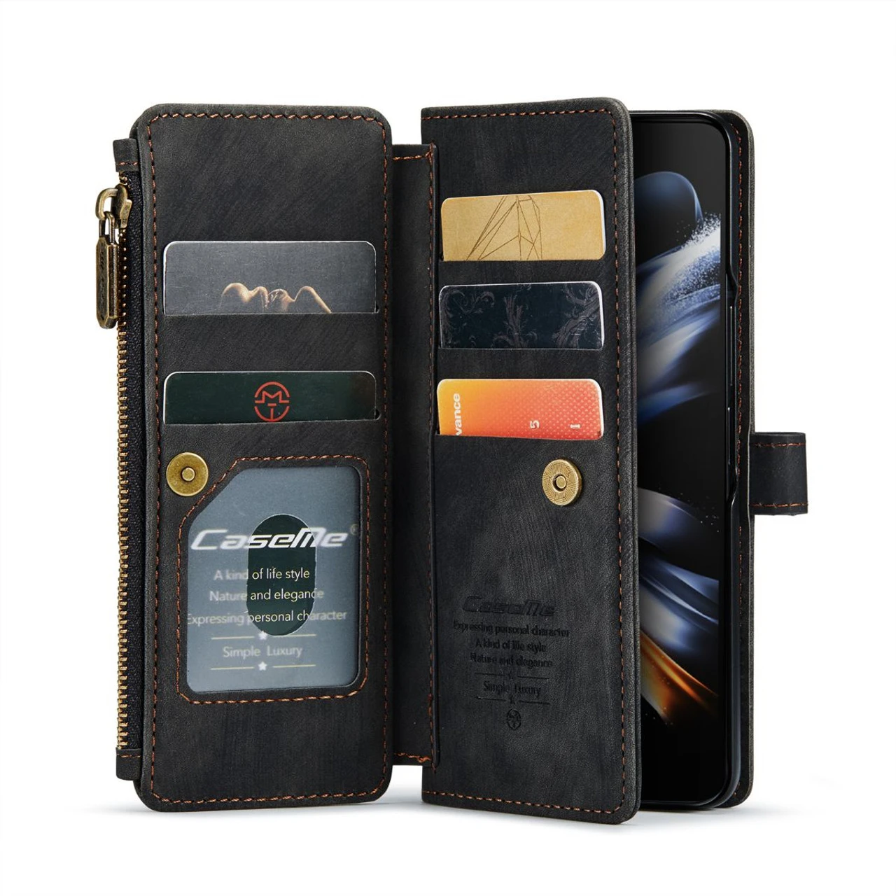 Black CaseMe Galaxy Z Fold4 Multi-functional 2 In 1 Zipper Wallet Case 6 Black CaseMe Galaxy Z Fold4 Multi-functional 2 In 1 Zipper Wallet Case - Image 6