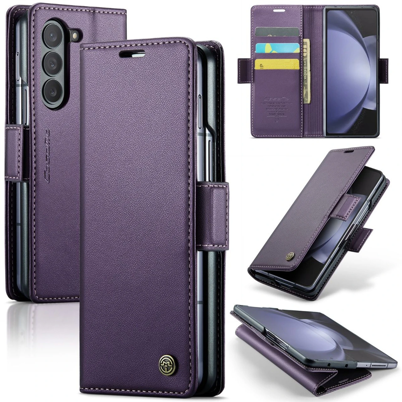Purple Galaxy Z Fold5 CaseMe Soft Matte Anti-Theft Wallet Case 1 Purple Galaxy Z Fold5 CaseMe Soft Matte Anti-Theft Wallet Case