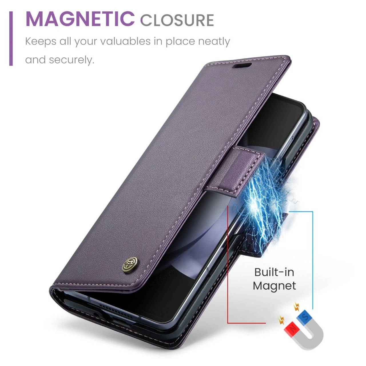 Purple Galaxy Z Fold5 CaseMe Soft Matte Anti-Theft Wallet Case 5 Purple Galaxy Z Fold5 CaseMe Soft Matte Anti-Theft Wallet Case - Image 5