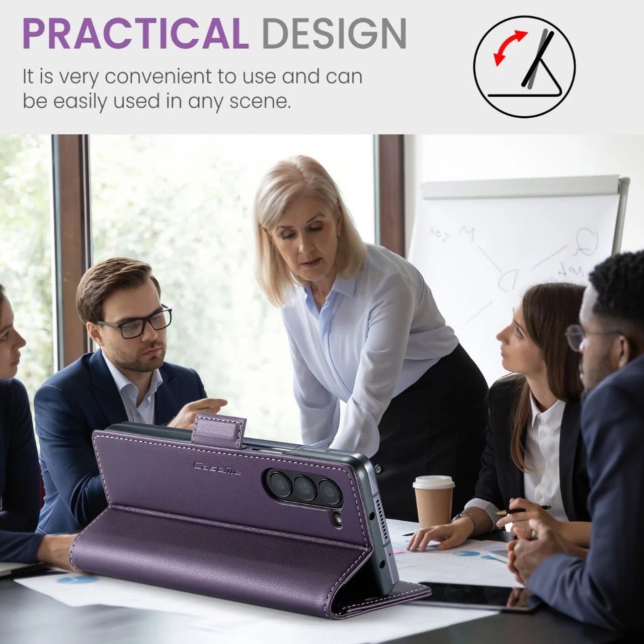 Purple Galaxy Z Fold5 CaseMe Soft Matte Anti-Theft Wallet Case 7 Purple Galaxy Z Fold5 CaseMe Soft Matte Anti-Theft Wallet Case - Image 7