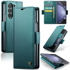 Turquoise CaseMe Slim 3 Card Slot Classy Wallet Case For Galaxy Z Fold5